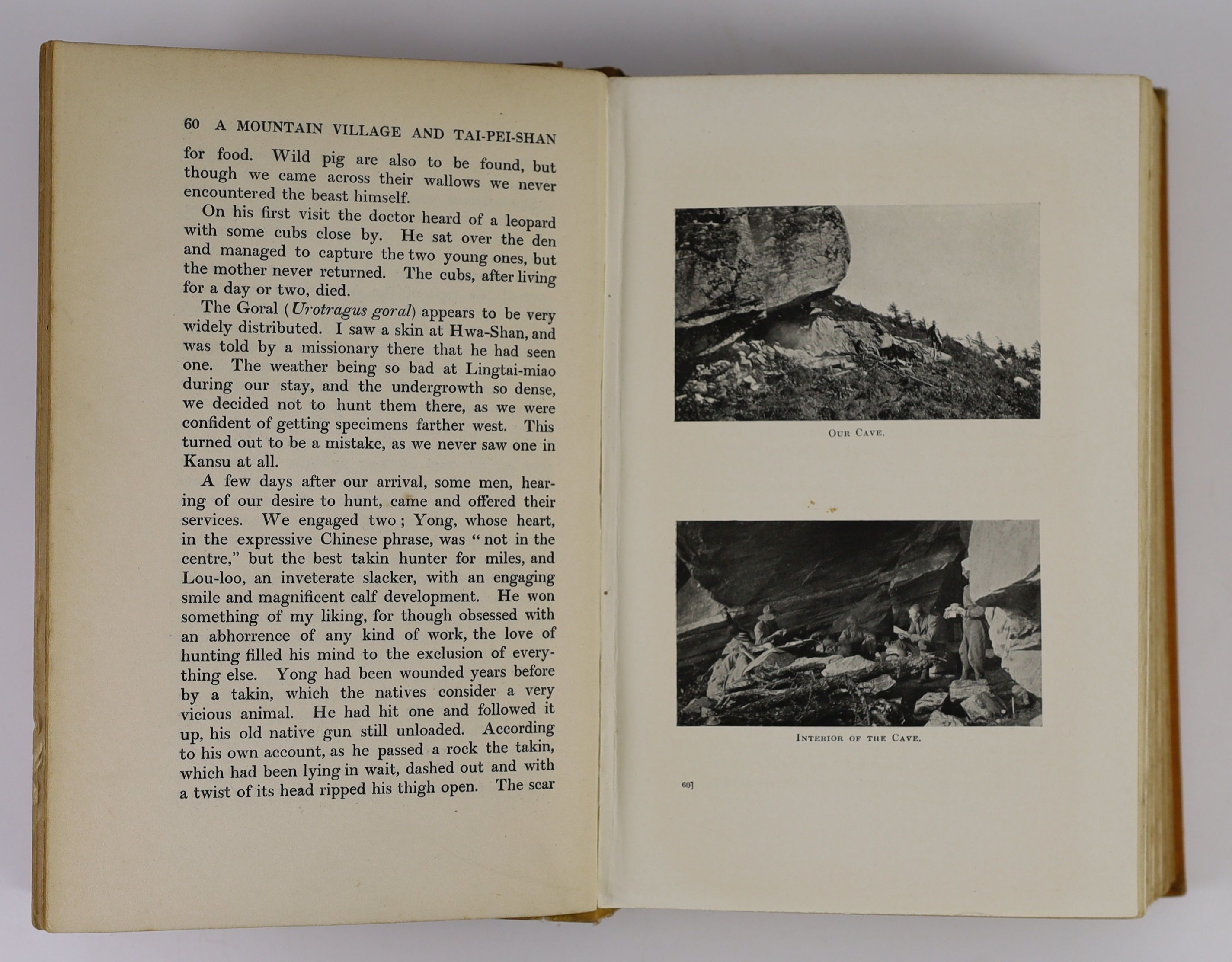 Wallace, Harold Frank. The Big Game of Central and Western China Being an Account of a Journey from Shanghai to London Overland Across the Gobi Desert. London, 1913. Original cloth binding rubbed and worn, the rear spine